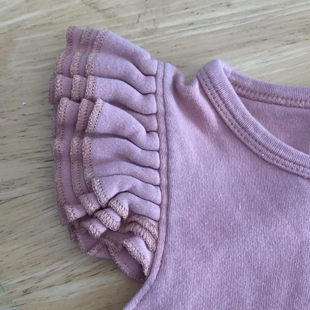 Yo baby and Emerson Dusty Rose Flutter Short Sleeve Baby Onesie